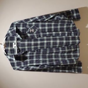 Delia's Button Up Plaid Top w/ Pocket Detail - L